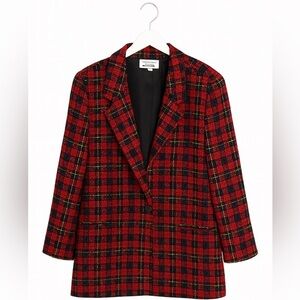 David Benjamin Women's Vintage Red Plaid Button-Front Blazer Size 16 Runs Small.